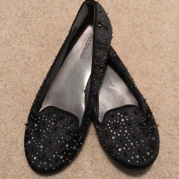 black spiked flats